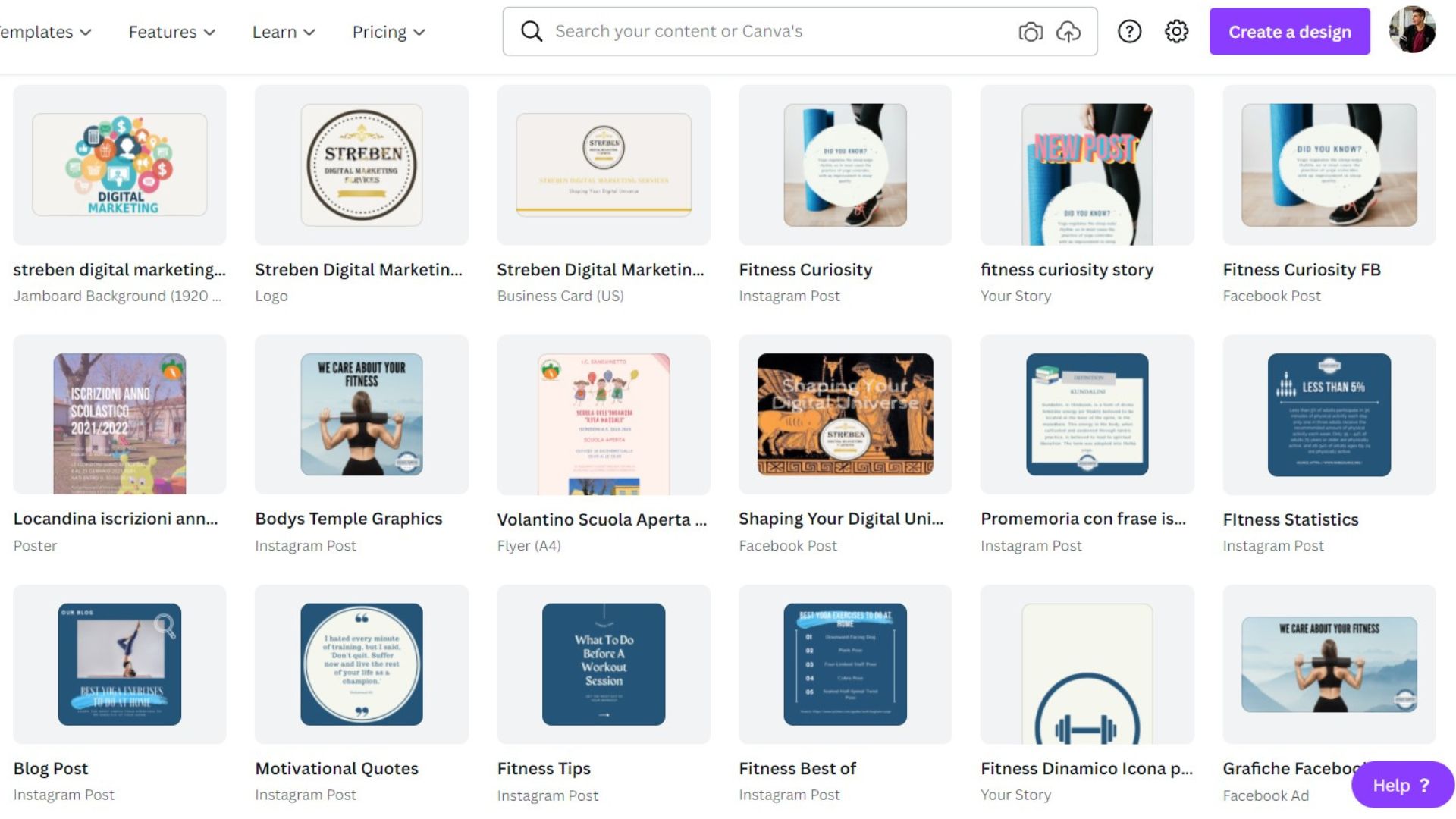 streben servizi di marketing digitale portfolio elementi grafici
